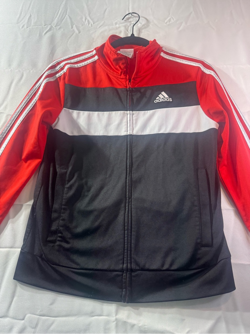 adidas Medium Red, Black & White Lightweight Track Jacket